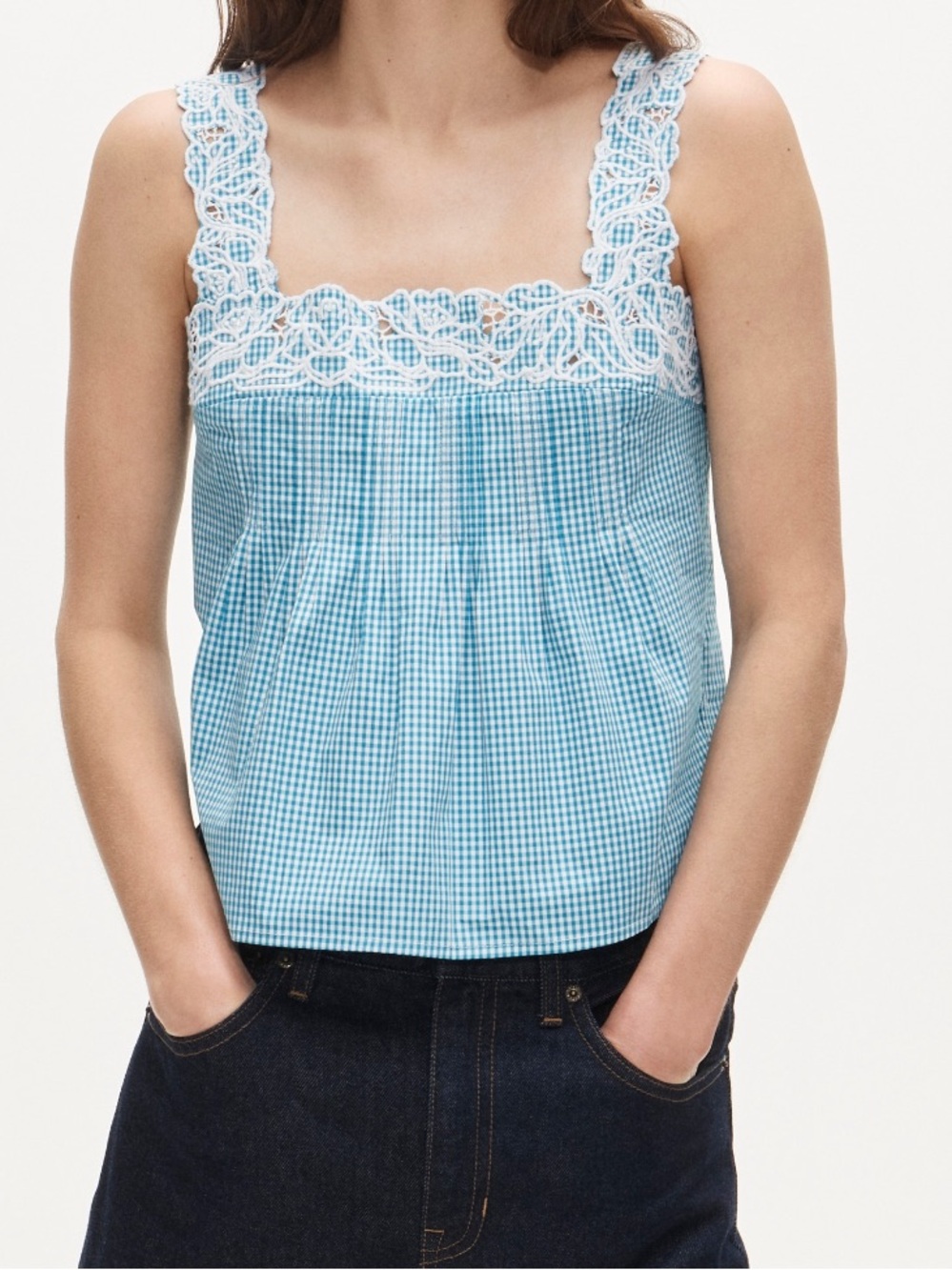 NWT J. Crew — Embroidered lace-trim tank top